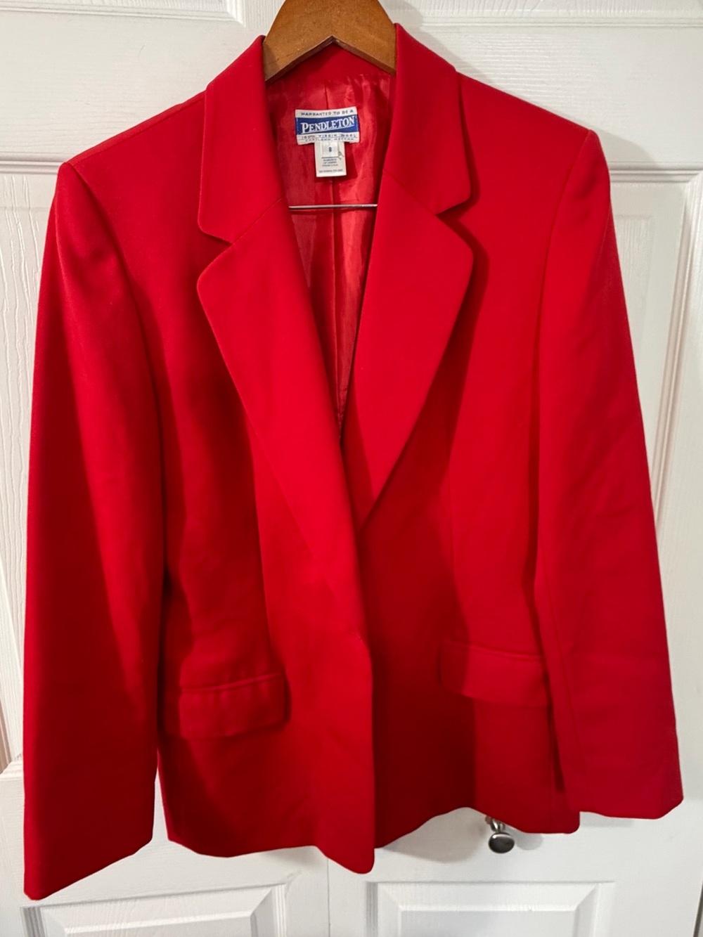 Pendleton Red Virgin Wool Blazer Womens Size 8 Like New Business Jacket